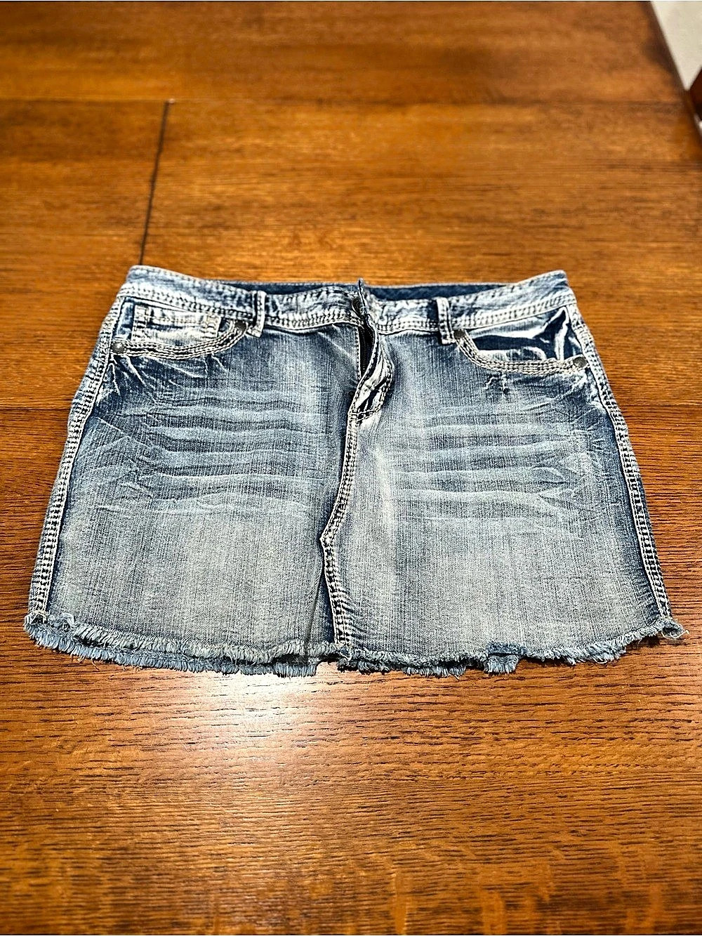 Maurices Women's Denim Jean Skirt  Blue Waist 15/16 REG